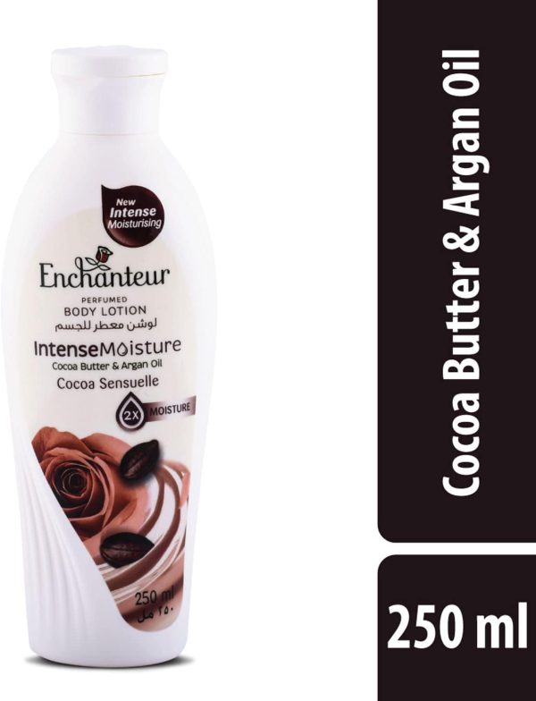 ⁦كريم لوشن نورشينج سوفت معطر للجسم من انشانتر كاكاو سانسونيل غني بزبدة الكاكاو وزيت الزيتون بقوة ترطيب أكثر 4 مرات ومناسب لأنواع البشرة شديدة الجفاف حتى العادية 250 مل⁩ - الصورة ⁦2⁩