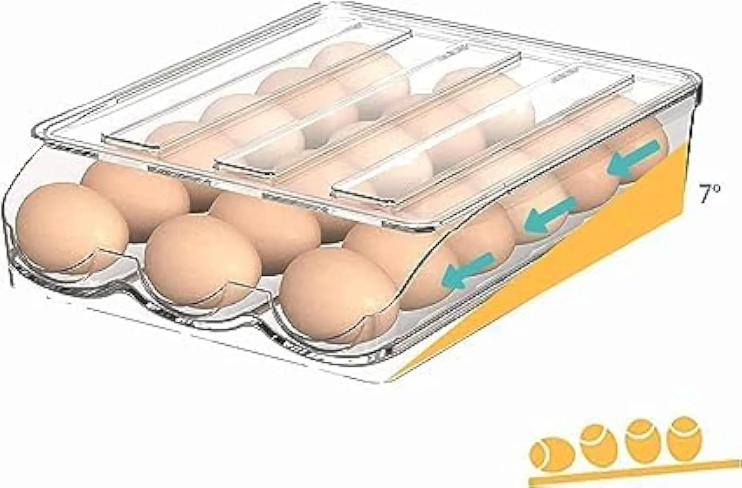 صينية بيض للثلاجة بتصميم دوار تلقائي علبة متعددة الطبقات مع غطاء تخزين شفافة للمنزل صندوق سعة 18 بيضة لكل طبقة مفرد - شفاف لتنظيم ثلاجتك من لوكسيول