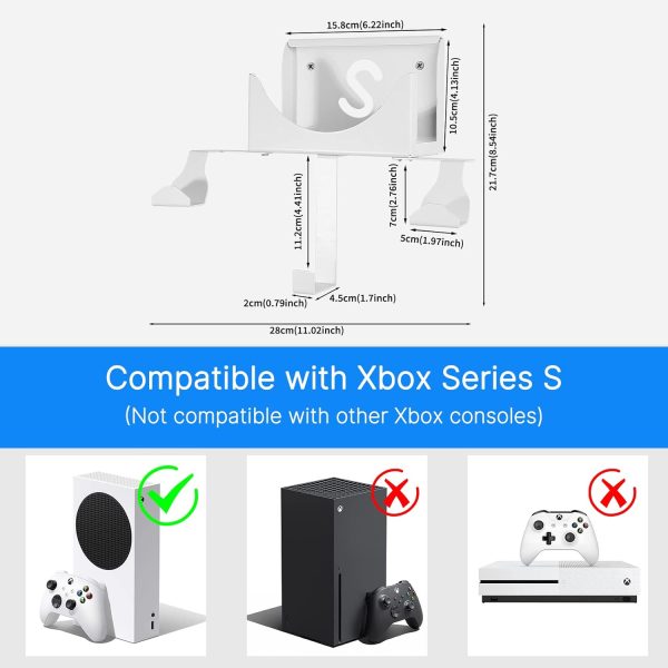 ⁦Wall Mount for XBOX Series S, XBOX Series S Wall Mount Kit, with Detachable Controller Holder & Headphone Hanger & Dust Plugs Net kits, Metal Stand for XBOX Series S (NOT FOR XBOX ONE S)⁩ - الصورة ⁦2⁩