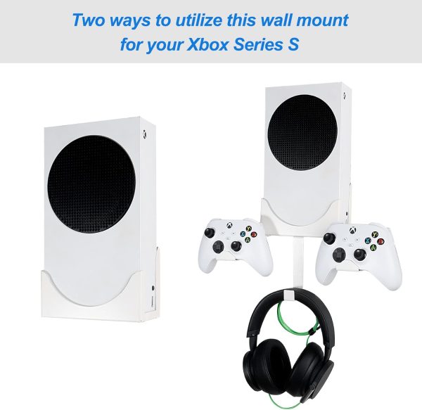 ⁦Wall Mount for XBOX Series S, XBOX Series S Wall Mount Kit, with Detachable Controller Holder & Headphone Hanger & Dust Plugs Net kits, Metal Stand for XBOX Series S (NOT FOR XBOX ONE S)⁩ - الصورة ⁦7⁩