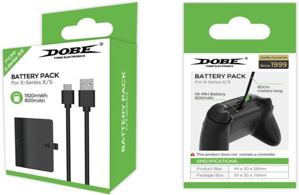 ⁦عبوة بطارية قابلة لاعادة الشحن لجهاز Xbox Series X&S مع كابل شحن USB ومؤشر LED 800 مللي امبير في الساعة⁩ - الصورة ⁦7⁩