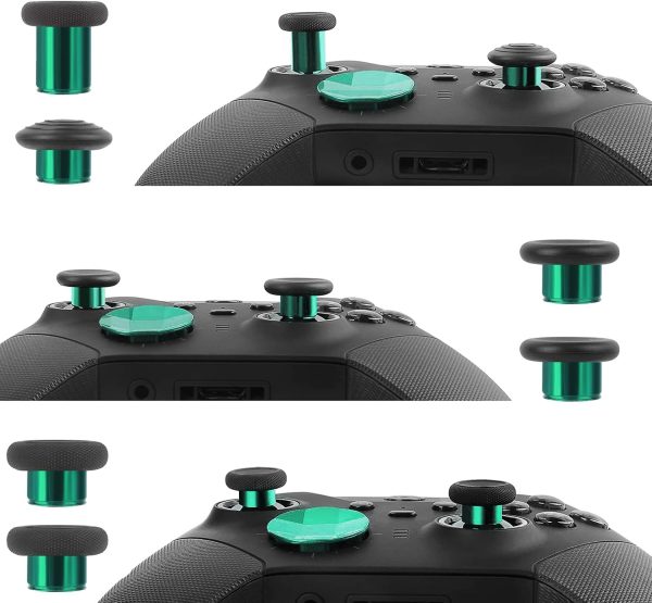 ⁦تومسين مجموعة ملحقات بديلة 13 في 1 لوحدة تحكم Xbox Elite Series 2، 6 عصي ابهام معدنية، 2 وسادات D، 4 مجاديف، 1 أداة ضبط لوحدة تحكم Xbox Elite Series 2 (أخضر)⁩ - الصورة ⁦2⁩