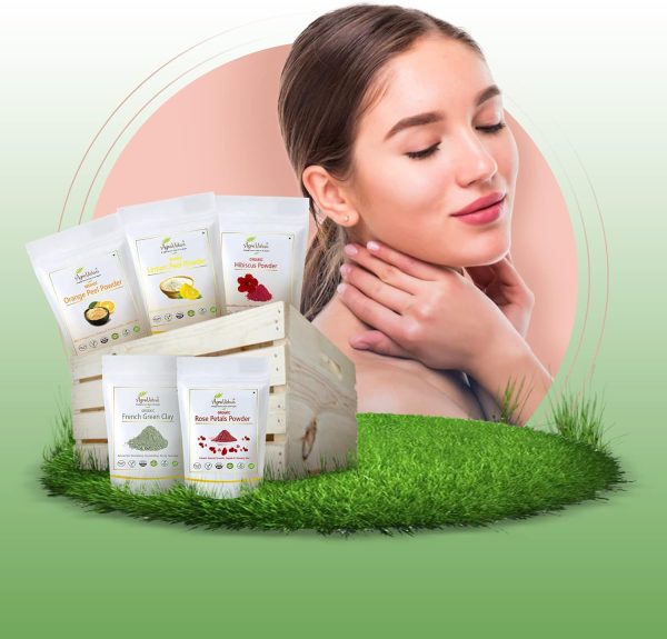 ⁦اجروفيشوا مسحوق كركديه نقي وطبيعي 100% للعناية بالشعر والبشرة، قناع مرطب لتفتيح الوجه ويغذي الشعر ويعزز نمو الشعر، يستخدم على شكل زهرة كاملة، 100 غرام، لنوع البشرة كل الأنواعة⁩ - الصورة ⁦7⁩