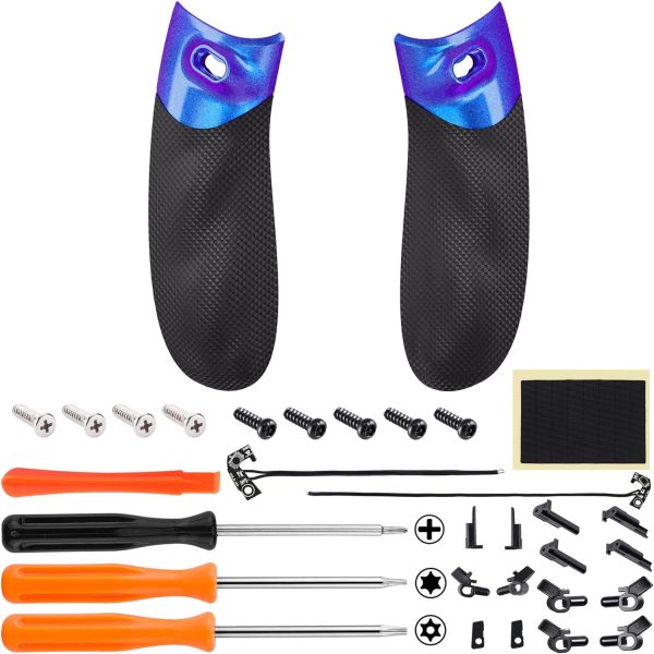 ⁦eXtremeRate Flexor Clicky Rubberized Side Rail Panels Trigger Stop Kit for Xbox Series X & S Controller, Diamond Textured Chameleon Purple Blue Ergonomic Trigger Stopper Handle Grips for Xbox Core⁩ - الصورة ⁦3⁩