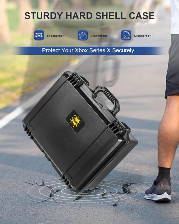 ⁦DEVASO Carrying Case for Xbox Series X, Professional Deluxe Waterproof Case Soft Lining Hard Case for Xbox Series X Console, Controllers, 2pcs Game cartridge and Other Accessories Storage⁩ - الصورة ⁦5⁩