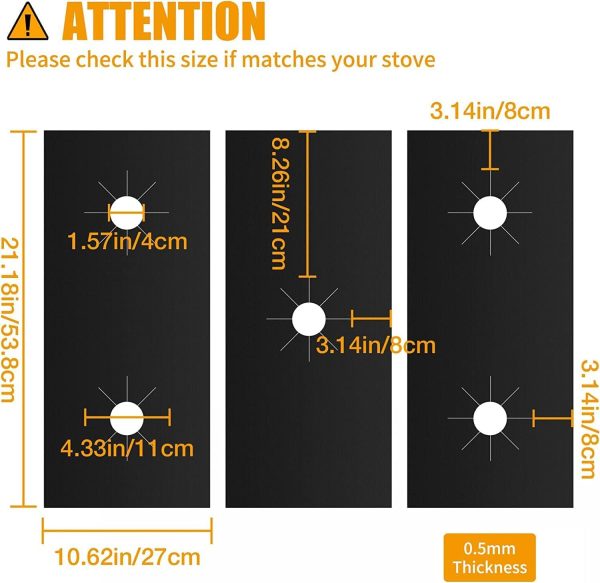 ⁦3 قطع من اغطية الموقد، واقيات موقد الغاز (سمك 0.4 ملم)، قماش، أسود⁩ - الصورة ⁦7⁩