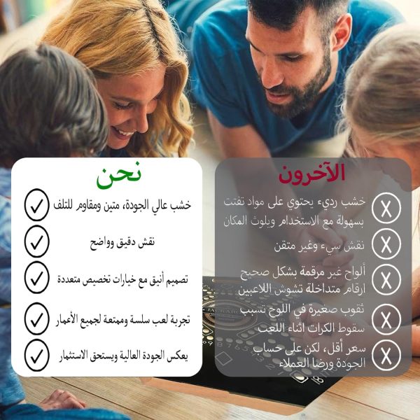 ⁦لعبة جاكارو 4 اشخاص مرقمة بريميوم لوحية استراتيجية خشبية جكارو جكرو حجم كبير لون اسود مع أحجار زجاجية فاخرة وكروت للعب Jakaro Jacaro Jokaro jakaroo Jackaroo⁩ - الصورة ⁦3⁩