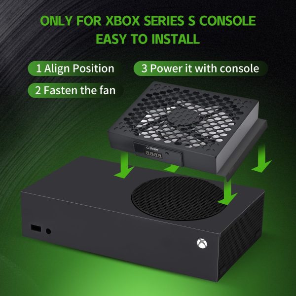 ⁦G-STORY Lüfter für Xbox Series S, Lüftergeschwindigkeit wird automatisch durch Temperatur angepasst, zwei Temperaturen, geräuscharm, 3 Geschwindigkeiten 1500/1750/2000 U/min (140 mm) mit RGB-LED⁩ - الصورة ⁦2⁩