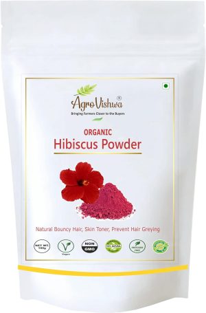 اجروفيشوا مسحوق كركديه نقي وطبيعي 100% للعناية بالشعر والبشرة، قناع مرطب لتفتيح الوجه ويغذي الشعر ويعزز نمو الشعر، يستخدم على شكل زهرة كاملة، 100 غرام، لنوع البشرة كل الأنواعة