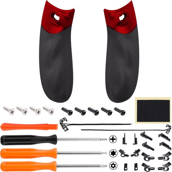 ⁦eXtremeRate Flexor Clicky Rubberized Side Rail Grips Trigger Stop Kit for Xbox Series X & S Controller, Diamond Textured Scarlet Red Ergonomic Trigger Stopper Handle Grips for Xbox Core Controller⁩ - الصورة ⁦3⁩