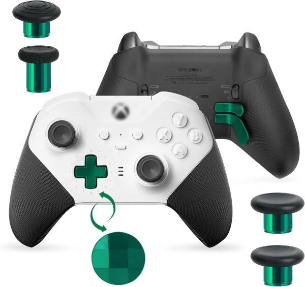 ⁦تومسين مجموعة ملحقات بديلة 13 في 1 لوحدة تحكم Xbox Elite Series 2، 6 عصي ابهام معدنية، 2 وسادات D، 4 مجاديف، 1 أداة ضبط لوحدة تحكم Xbox Elite Series 2 (أخضر)⁩ - الصورة ⁦4⁩