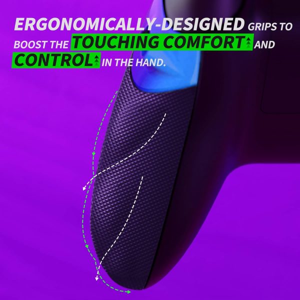 ⁦eXtremeRate Flexor Clicky Rubberized Side Rail Panels Trigger Stop Kit for Xbox Series X & S Controller, Diamond Textured Chameleon Purple Blue Ergonomic Trigger Stopper Handle Grips for Xbox Core⁩ - الصورة ⁦7⁩