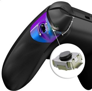 eXtremeRate Flexor Clicky Rubberized Side Rail Panels Trigger Stop Kit for Xbox Series X & S Controller, Diamond Textured Chameleon Purple Blue Ergonomic Trigger Stopper Handle Grips for Xbox Core