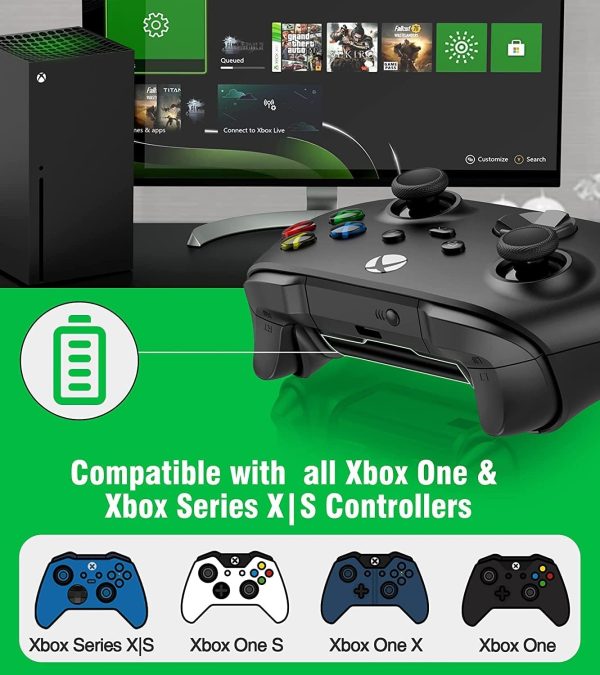 ⁦بطاريات قابلة لاعادة الشحن من لويكي لاذرع تحكم Xbox Series X/S بطاريتان بسعة عالية 2650mAh مع شاحن حزمة 2 في 1 مؤشر LED ملحقات شحن لاكس بوكس سلسلة اكس/اس USB أسود⁩ - الصورة ⁦4⁩