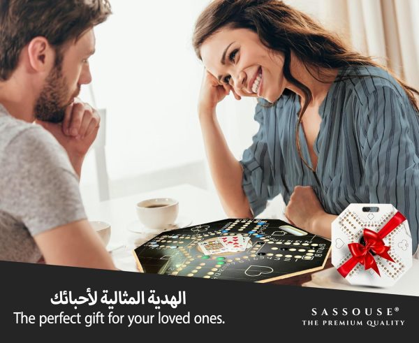 ⁦لعبة جاكارو 4 اشخاص مرقمة بريميوم لوحية استراتيجية خشبية جكارو جكرو حجم كبير لون اسود مع أحجار زجاجية فاخرة وكروت للعب Jakaro Jacaro Jokaro jakaroo Jackaroo⁩ - الصورة ⁦6⁩