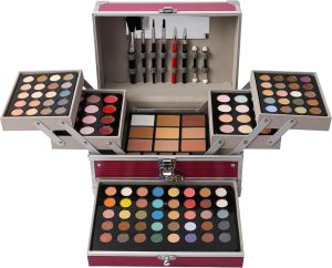 مجموعة باليت مكياج الكل في واحد مكونة من 132 لون للسفر - ظلال عيون وكونسيلر وملمع للجسم شفاه واحمر خدود وهايلايتر وادوات وضع المكياج ومراة متعددة الالوان