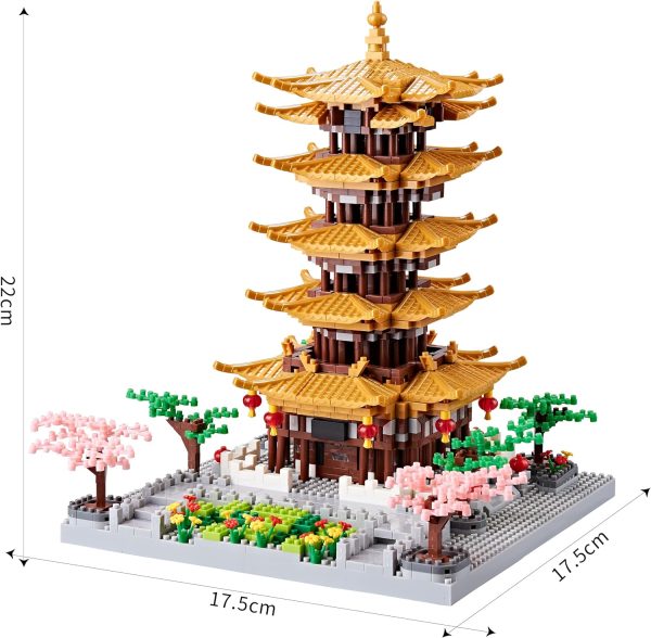 ⁦برج كرين اصفر من روي تشوانج كيجي، بتصميم معماري صيني قديم مشهور، 4032 قطعة، العاب هدية للاطفال والكبار، بلاستيك⁩ - الصورة ⁦7⁩