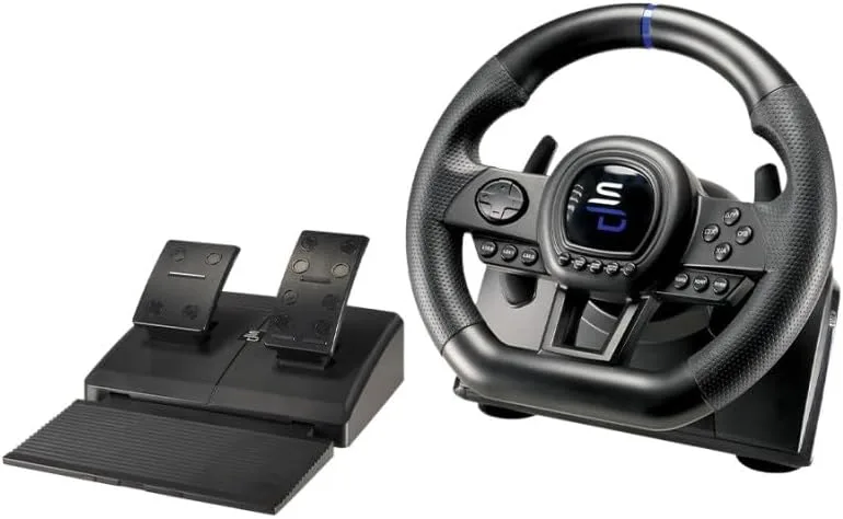 عجلة قيادة سوبردرايف من سابسونيك SV650 مع دواسة وناقل حركة مجداف لجهاز اكس بوكس Serie X/S وسويتش وبلاي ستيشن 4 واكس بوكس ون والكمبيوتر (قابلة للبرمجة لجميع الالعاب)، واي فاي