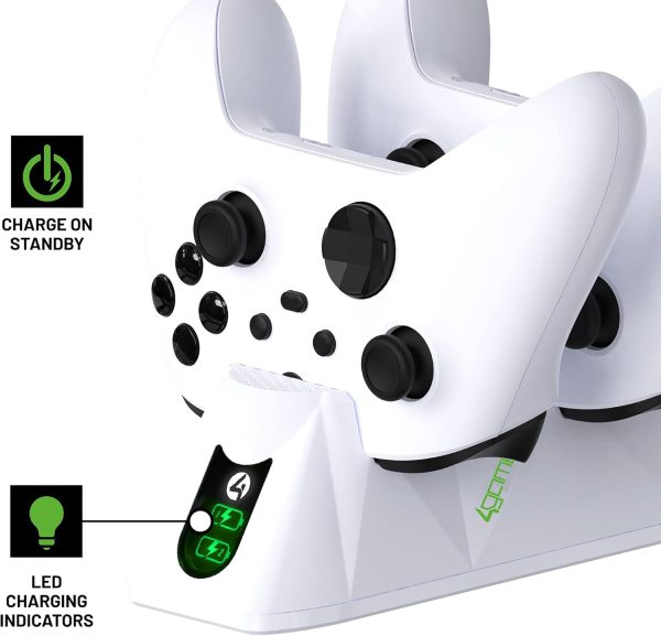 ⁦4Gamers Sx-C100 X Twin Charging Dock Compatible with Xbox Series X/S - White Including 2 Rechargeable Batteries⁩ - الصورة ⁦6⁩