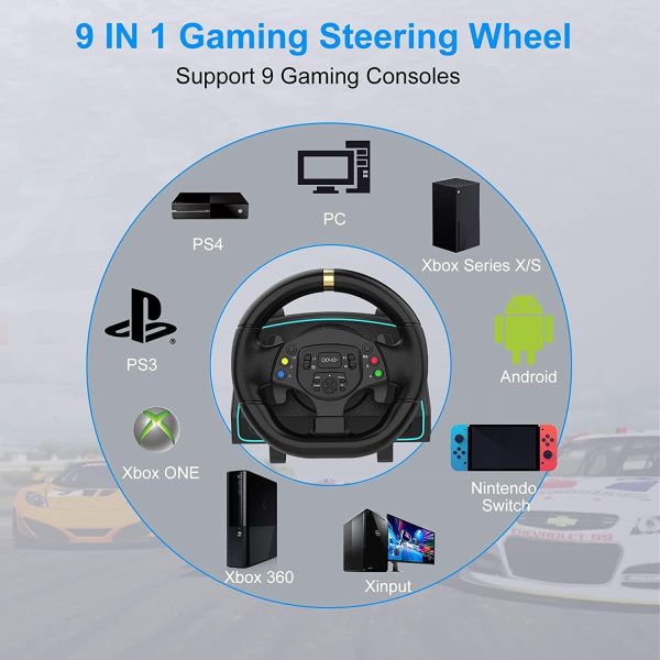 ⁦Racing Wheel DOYO Gaming Steering Wheels 1080° Driving Sim Car Simulator with Speaker Pedals Clutch Paddle Gear Shifters for Xbox One Xbox Series X S PS4 PS3 PC Xinput 360 Switch Android .⁩ - الصورة ⁦2⁩