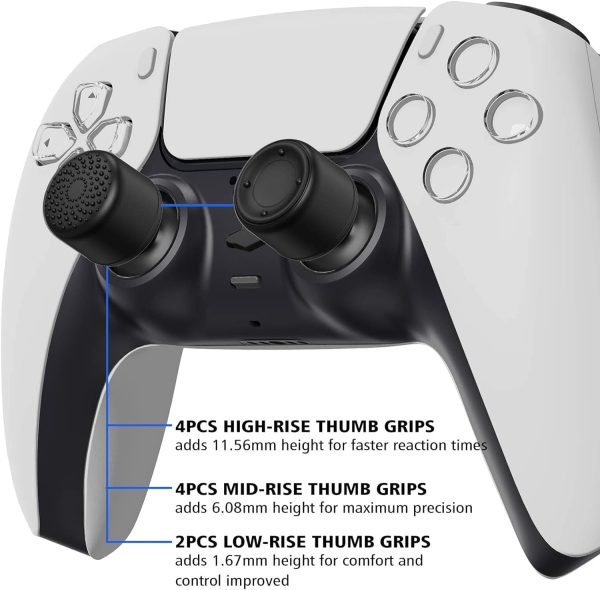 ⁦مجموعة مقابض ابهام مريحة من ماد فيجن® من 4 ازواج (8 قطع) لاجهزة التحكم متوافقة مع PS5|PS4|Xbox سلسلة X-S/One/360|نينتندو سويتش برو. ارتفاعات وملمس مختلف [14/8/6 ملم] - ابيض⁩ - الصورة ⁦8⁩