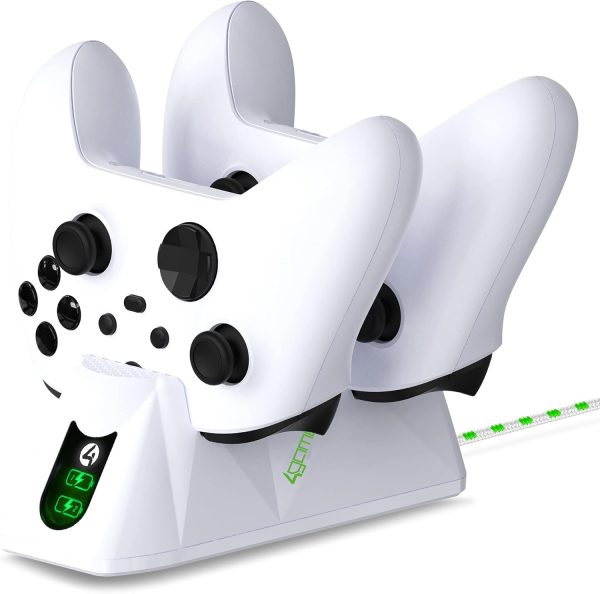 ⁦4Gamers Sx-C100 X Twin Charging Dock Compatible with Xbox Series X/S - White Including 2 Rechargeable Batteries⁩ - الصورة ⁦2⁩