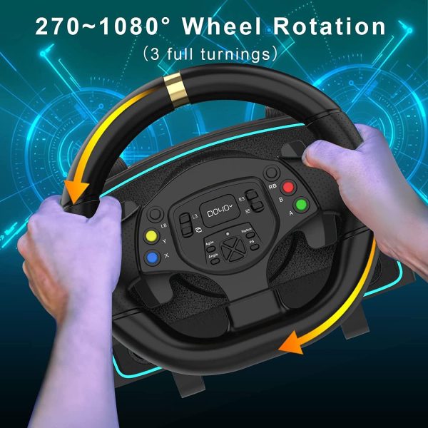 ⁦Racing Wheel DOYO Gaming Steering Wheels 1080° Driving Sim Car Simulator with Speaker Pedals Clutch Paddle Gear Shifters for Xbox One Xbox Series X S PS4 PS3 PC Xinput 360 Switch Android .⁩ - الصورة ⁦3⁩