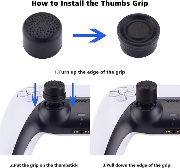 ⁦مجموعة مقابض ابهام مريحة من ماد فيجن® من 4 ازواج (8 قطع) لاجهزة التحكم متوافقة مع PS5|PS4|Xbox سلسلة X-S/One/360|نينتندو سويتش برو. ارتفاعات وملمس مختلف [14/8/6 ملم] - ابيض⁩ - الصورة ⁦4⁩