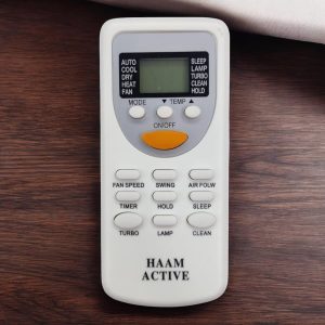 ايروركس جهاز تحكم عن بعد بديل متوافق مع مكيفات الهواء هام اكتيف - جهاز تحكم عن بعد عالمي بتيار متردد مع وضع تيربو ووظيفة النوم والتحكم في سرعة المروحة ومؤقت لتبريد فعال