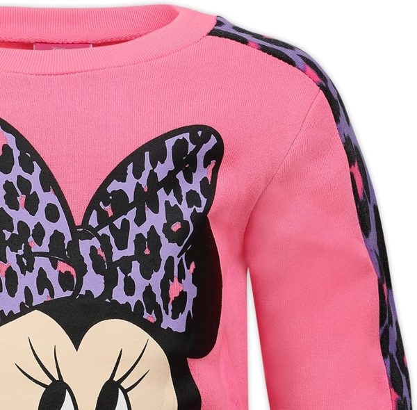 ⁦Disney Minnie Mouse Girls’ Sweatshirt and Jogger Set for Toddler and Little Kids – Pink⁩ - الصورة ⁦4⁩