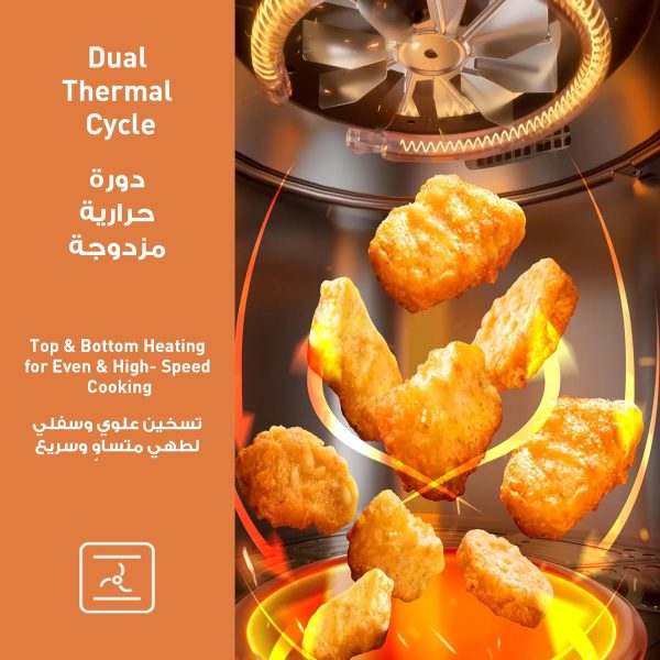 ⁦باناسونيك مقلاة هوائية NF-CC600، 1450 واط، 6 لتر، بخار لطيف، نافذة عرض، تسخين علوي وسفلي، لوحة لمس LED مع 11 قائمة مضبوطة مسبقا، أسود⁩ - الصورة ⁦4⁩