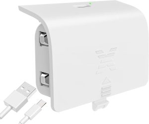 كيكوكل حزمة بطارية وحدة التحكم متوافقة مع سلسلة Xbox S/X، بطارية قابلة لاعادة الشحن 1400 مللي امبير في الساعة، شحن سريع 25 ساعة، مجموعة ملحقات شحن اكس بوكس مع كيبل شحن 8 قدم، NiMh، 5.0 فولت