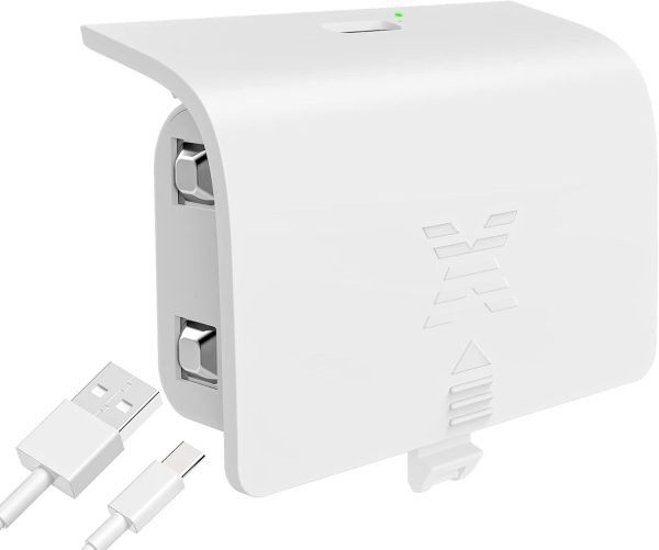 كيكوكل حزمة بطارية وحدة التحكم متوافقة مع سلسلة Xbox S/X، بطارية قابلة لاعادة الشحن 1400 مللي امبير في الساعة، شحن سريع 25 ساعة، مجموعة ملحقات شحن اكس بوكس مع كيبل شحن 8 قدم، NiMh، 5.0 فولت