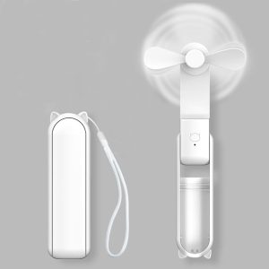 كويه مروحة صغيرة محمولة قابلة لاعادة الشحن بمنفذ USB وبطارية 1200mAh و3 سرعات للتعديل رموش شخصية للطي للفتيات والنساء للسفر والاماكن الخارجية ابيض 8.0 واط