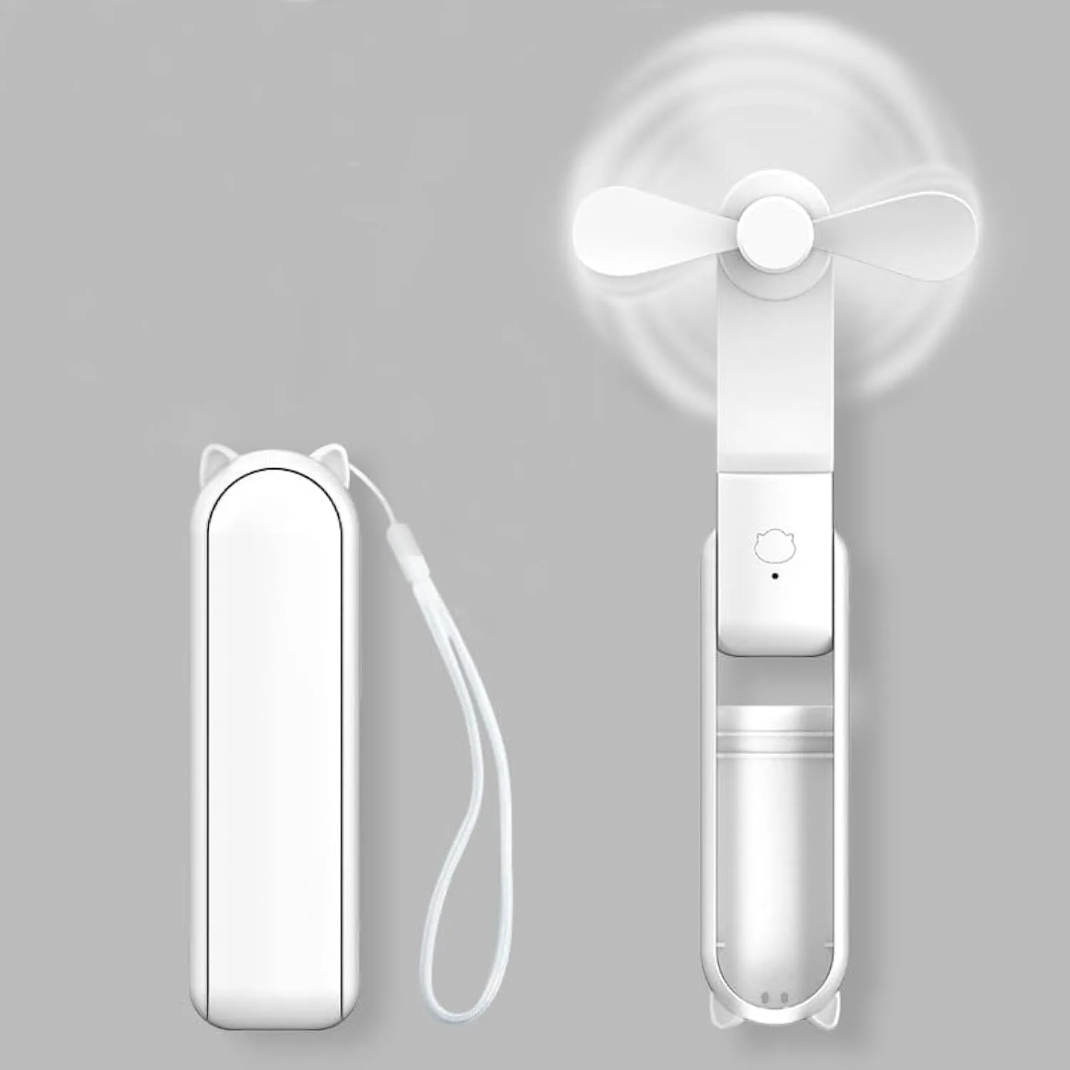 كويه مروحة صغيرة محمولة قابلة لاعادة الشحن بمنفذ USB وبطارية 1200mAh و3 سرعات للتعديل رموش شخصية للطي للفتيات والنساء للسفر والاماكن الخارجية ابيض 8.0 واط
