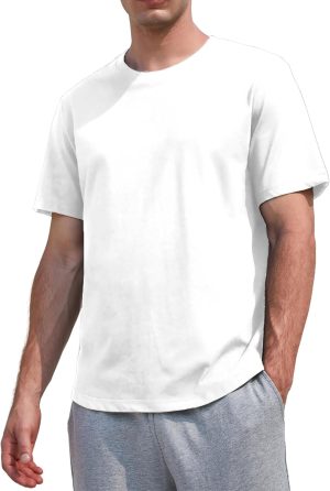 فيوبوك تي شيرت رجالي Staycool بأكمام طويلة سادة بحاشية منحنية S-4XL