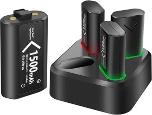 4x1500mAh حزمة بطارية Xbox قابلة لاعادة الشحن، وحدة تحكم Xbox One، مجموعة ملحقات حزمة بطارية قابلة لاعادة الشحن، بطاريات مع محطة شحن لاجهزة Xbox Series X / S / Elite Series 2