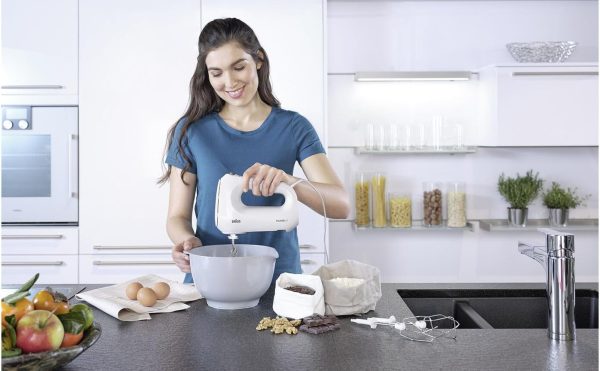 ⁦براون خلاط يدوي, 400 واط, 4 سرعات توربو, 2 مضرب ستانلس ستيل, 2 خطاف ستانلس ستيل, HM1010WH, أبيض⁩ - الصورة ⁦4⁩