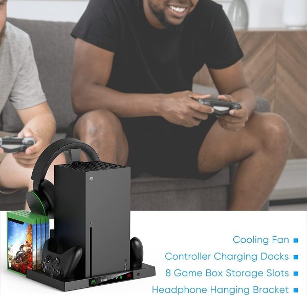 ⁦Upgraded Vertical Cooling Stand for Xbox Series X with Dual Suction Cooler Fan System Headset Holder for Xbox Series X⁩ - الصورة ⁦7⁩