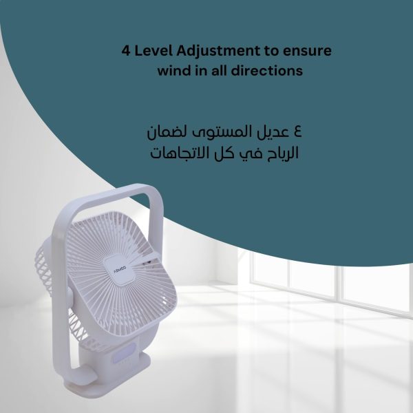 ⁦مروحة صندوق 20 سم قابلة لإعادة الشحن من دوميا - Hf148، عدد المنافذ: 3، 6.0 واط، ابيض⁩ - الصورة ⁦4⁩