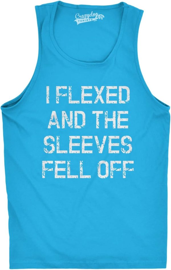 تي شيرت بدون اكمام للرجال بطباعة I Flexed and The Sleeves Fell Off