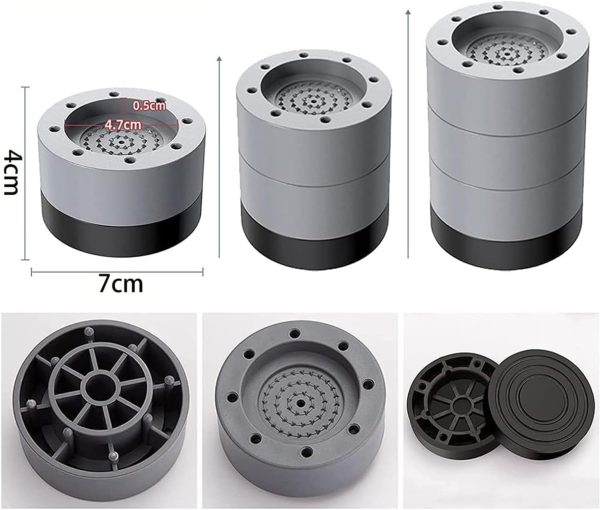 ⁦X spring Washing Machine Foot Pads, 8.5cm 4PCS Universal Washing Machine Foot Pad Base, Dryer Anti-Vibration Pads for Washing Machine Refrigerator, Shock Noise Cancelling Washing Machine Support⁩ - الصورة ⁦5⁩