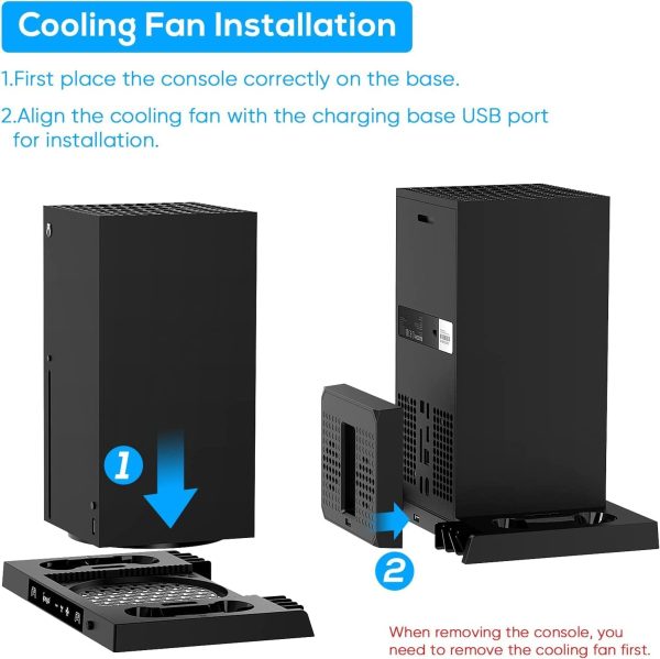 ⁦Upgraded Vertical Cooling Stand for Xbox Series X with Dual Suction Cooler Fan System Headset Holder for Xbox Series X⁩ - الصورة ⁦4⁩