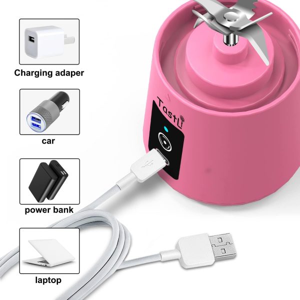⁦خلاط محمول كوب شخصي صغير للمخفوقات والعصائر قابل لاعادة الشحن عبر منفذ USB كهربائي لصنع خليط البروتين وعصير الفاكهة زهري من رونجشنجفا 75 كيلو واط⁩ - الصورة ⁦4⁩
