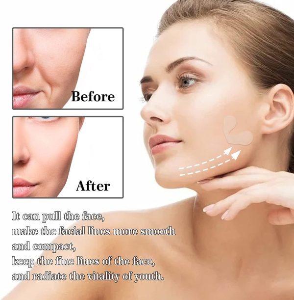 ⁦شريط شد الوجه ستيكرات لاصقة غير مرئية على شكل حرف V للوجه رقع رفع خط الذقن المزدوج ملصقات المزدوجة والتجاعيد حول العينين والرقبة ورفع الجلد المترهل ادوات تجميل وشد 80 قطعة شفاف⁩ - الصورة ⁦4⁩