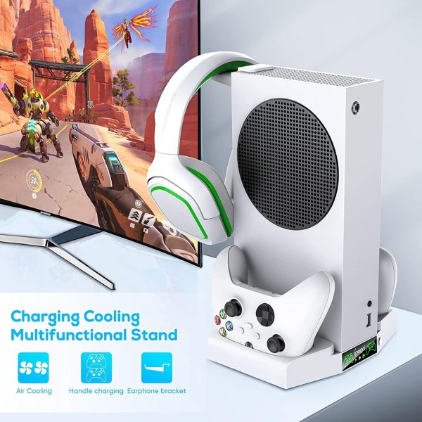 ⁦قاعدة تبريد مع شاحن وحدة تحكم لجهاز Xbox Series S ، ونظام تبريد مزدوج المروحة مع 3 سرعات قابلة للتعديل ، وقاعدة شحن بمؤشر LED⁩ - الصورة ⁦7⁩