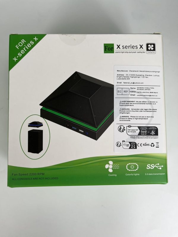 ⁦غطاء غبار لمروحة التبريد لوحدة تحكم Xbox Series X، نظام تبريد مع ضوء RGB ومنفذ USB 3.0 و2.0، فلتر مقاوم للغبار، مروحة علوية منخفضة الضوضاء مع 3 تروس وسدادات غبار مطاطية، ملحقات سلسلة اكس⁩ - الصورة ⁦10⁩