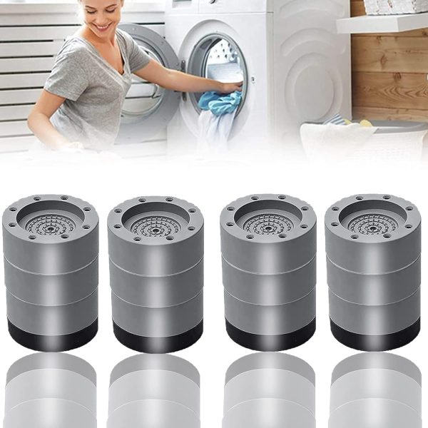 X spring Washing Machine Foot Pads, 8.5cm 4PCS Universal Washing Machine Foot Pad Base, Dryer Anti-Vibration Pads for Washing Machine Refrigerator, Shock Noise Cancelling Washing Machine Support
