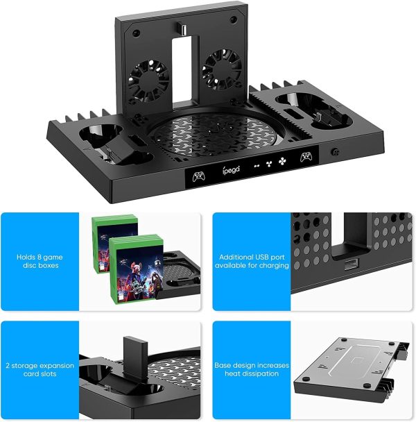 ⁦Upgraded Vertical Cooling Stand for Xbox Series X with Dual Suction Cooler Fan System Headset Holder for Xbox Series X⁩ - الصورة ⁦5⁩