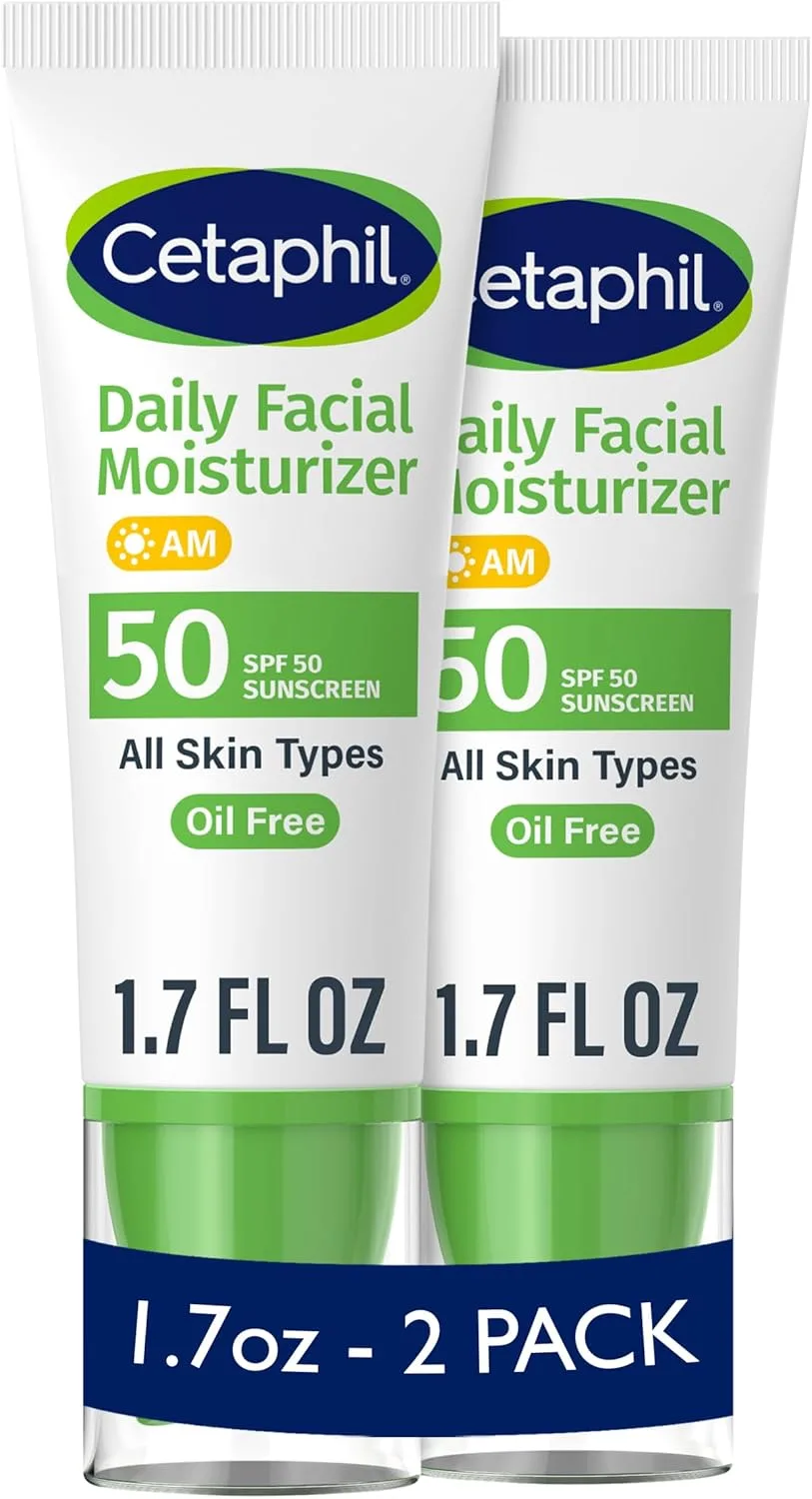 مرطب سيتافيل اليومي للوجه مع واقي من الشمس SPF 50+ 1.7 مل. أوقية. حزمة 2